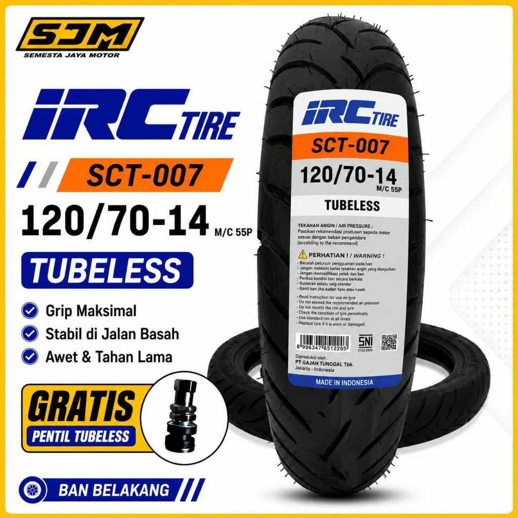 Ban Luar IRC Tubles Tubeles 120/70 ring 14  SCT007 Ban Belakang PCX 150 , Vario 160 Original IRC