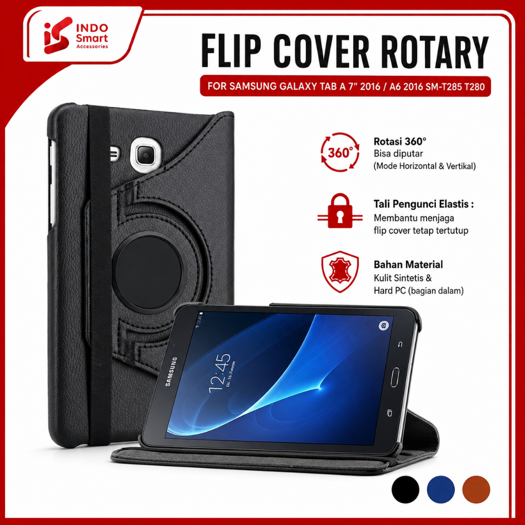 Case Samsung Tab A 2016 | Samsung Tab A 7" 2016 | Tab A6 2016 | T280 T285 Flip Cover Rotary Casing