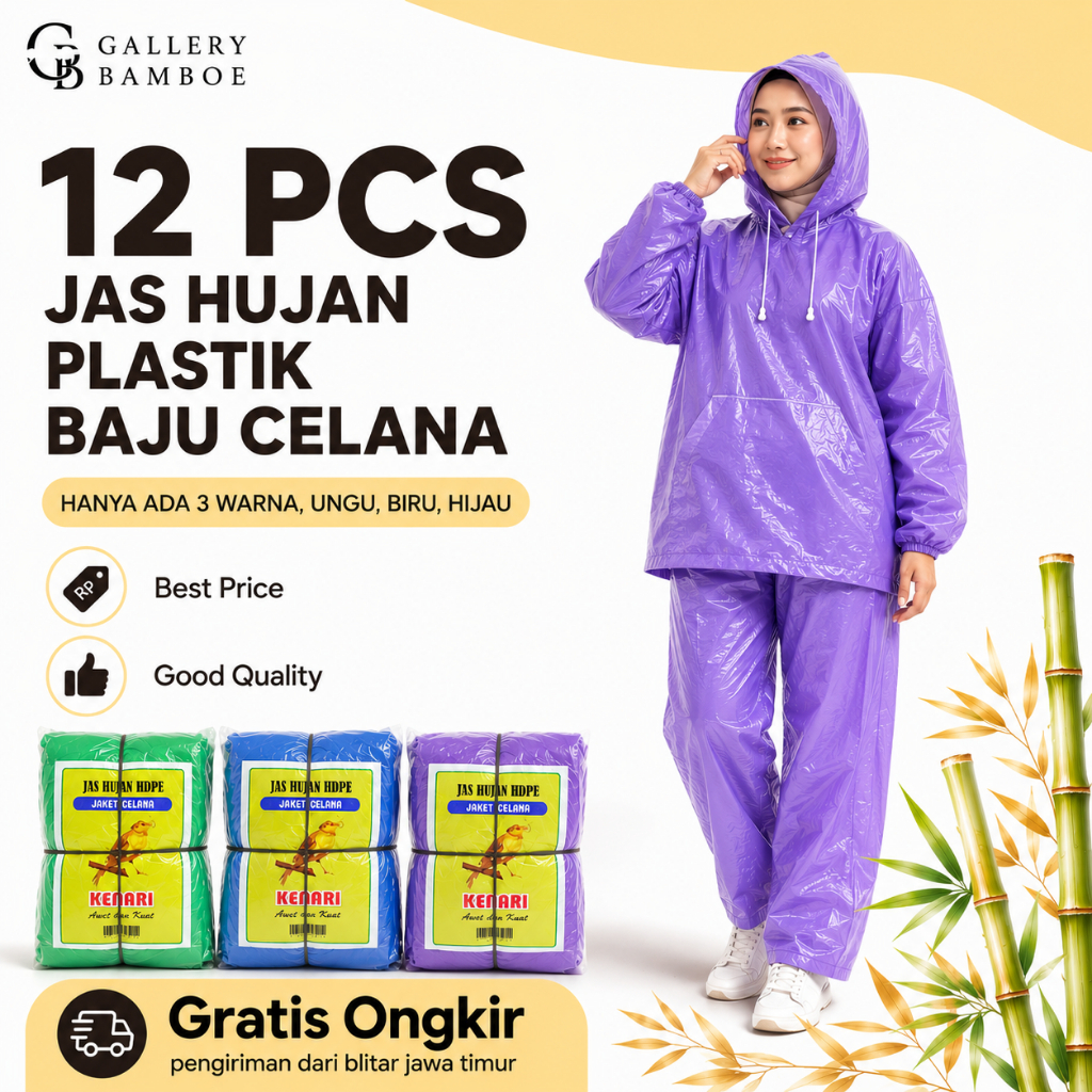 12pcs MANTEL PLASTIK BAJU CELANA/mantel plastik setelan/jas hujan tebal/mantel plastik murah