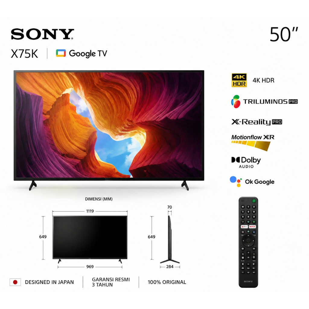 [EX DISPLAY] TV 50 Inch SONY X75 Smart TV LED UHD 4K SONY Gress Mulus Mantap