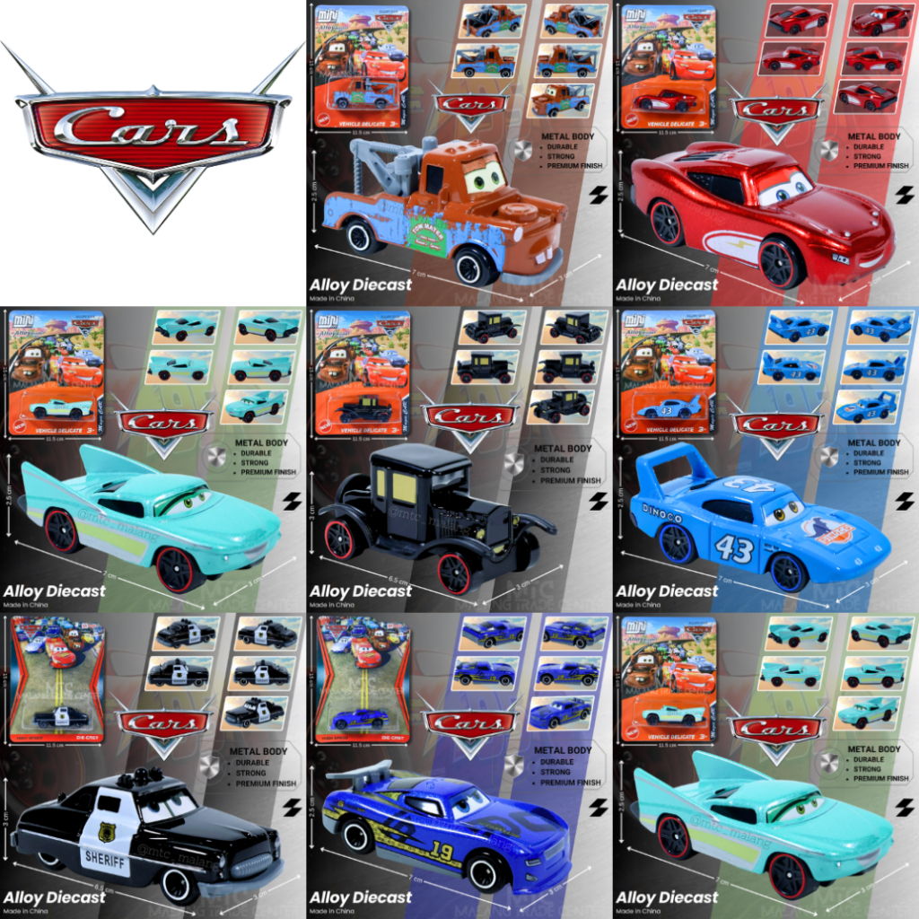 Diecast Miniatur Mainan Mobil Cars Lightning Mcqueen Mater Metal Alloy