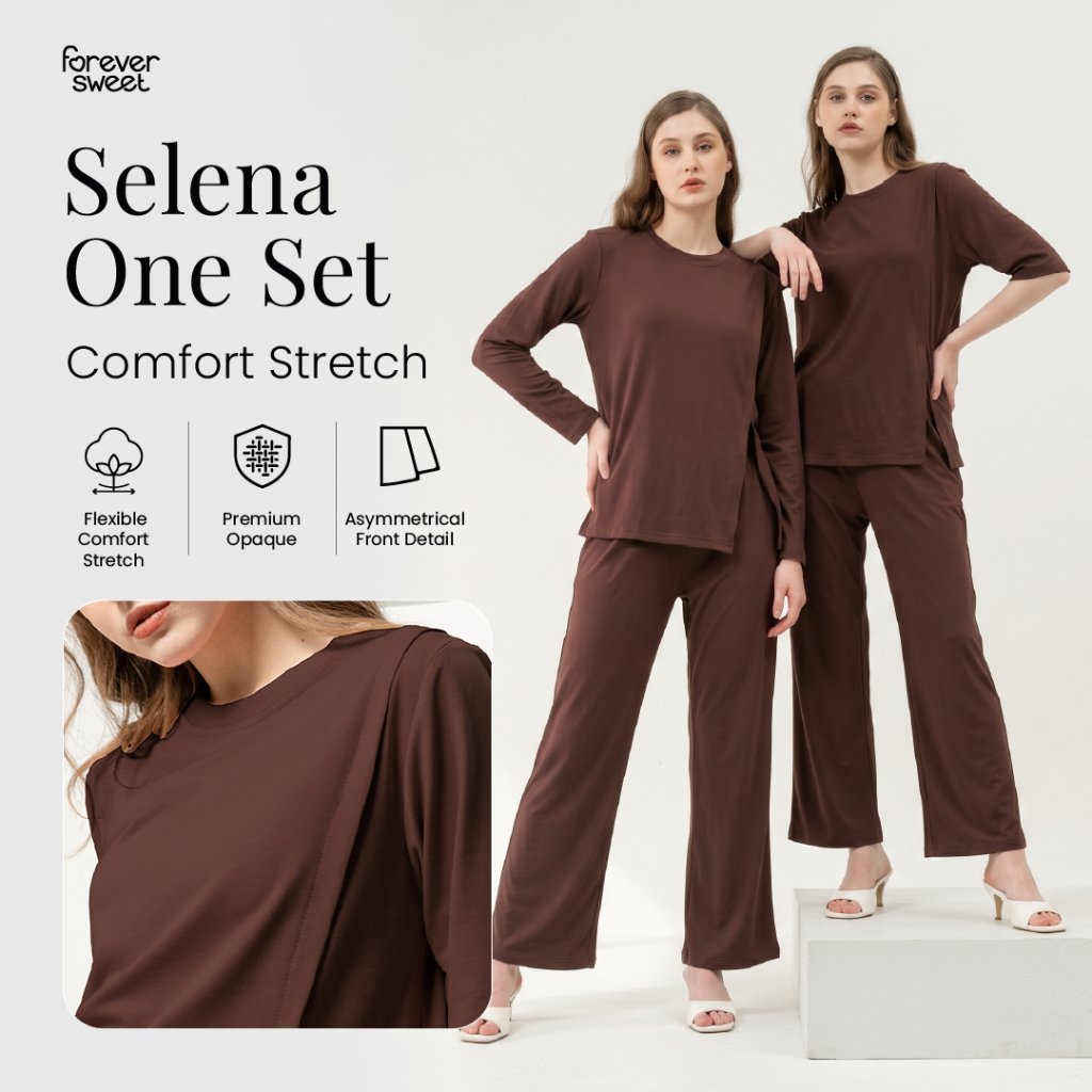 FOREVER SWEET Selena One Set Wanita Comfort Stretch - Setelan Casual Elegan Celana Cutbray