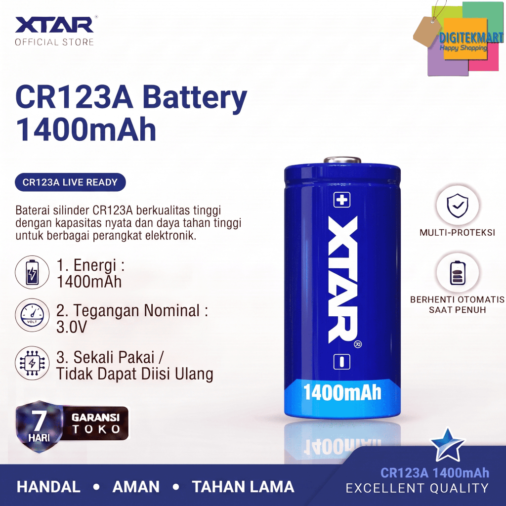 XTAR CR123A 1400mAh Non Rechargeable Battery