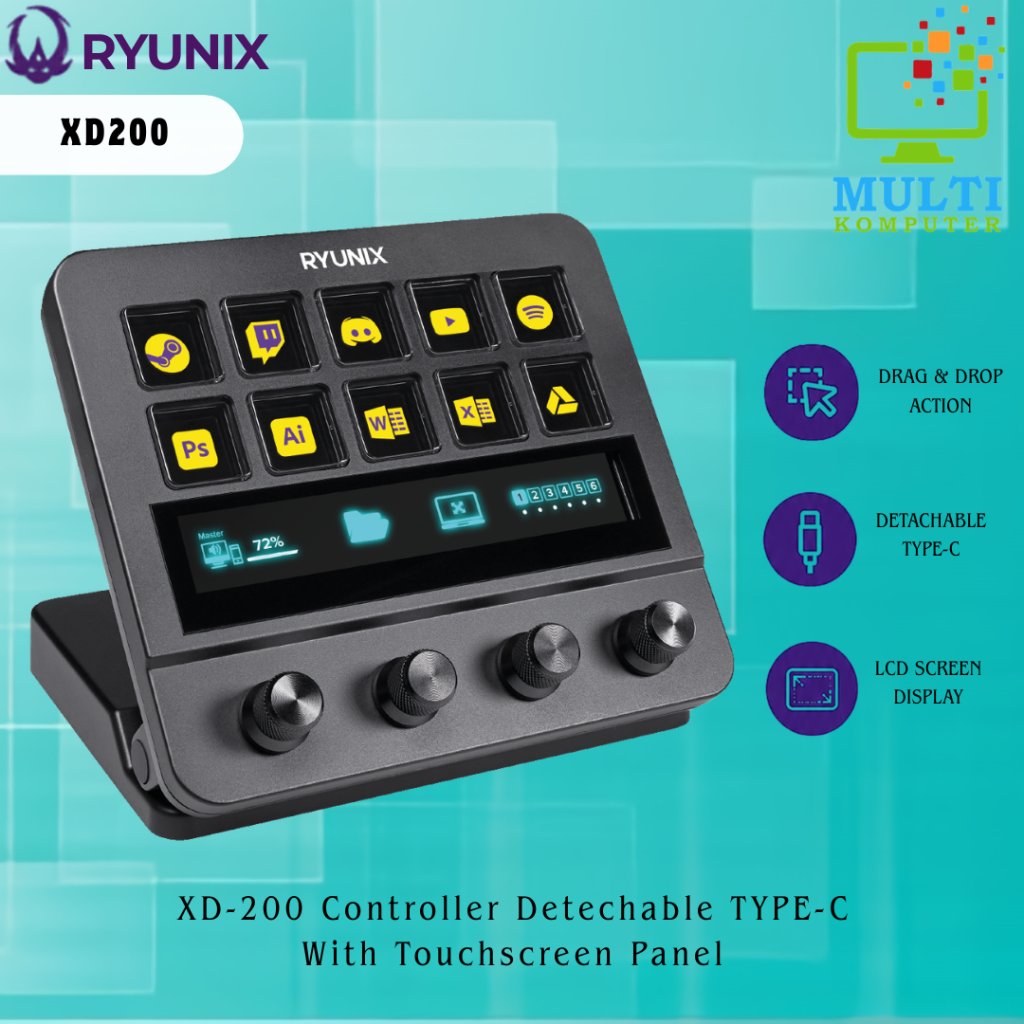 Sades Ryunix Steam Deck XD200 / XD-200 Controller Detachable Type-C With Touchscreen Panel / Garansi