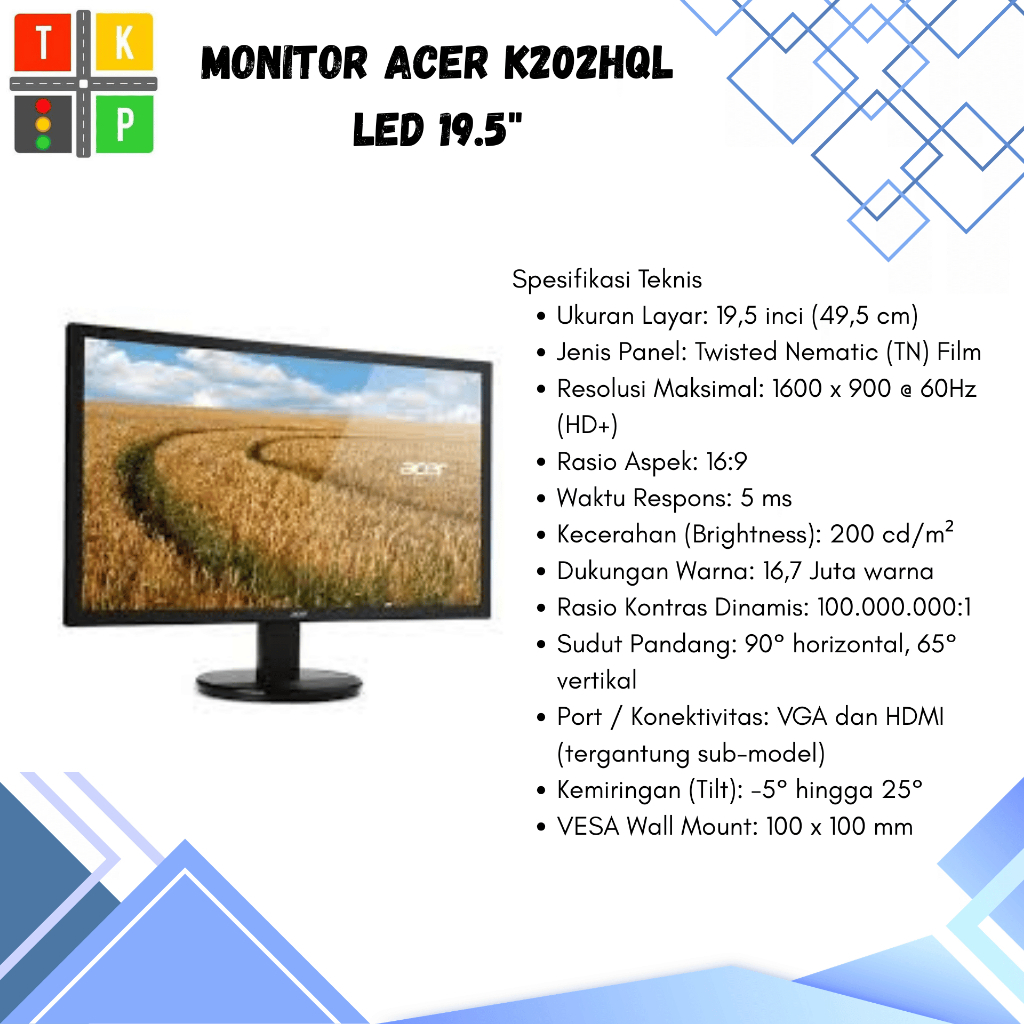 MONITOR ACER K202HQL LED 19.5"