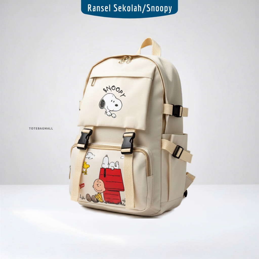 [ PROMO ] Ransel Terbaru Karakter Snoopy Tas Punggung Sekolah Wanita Waterproof