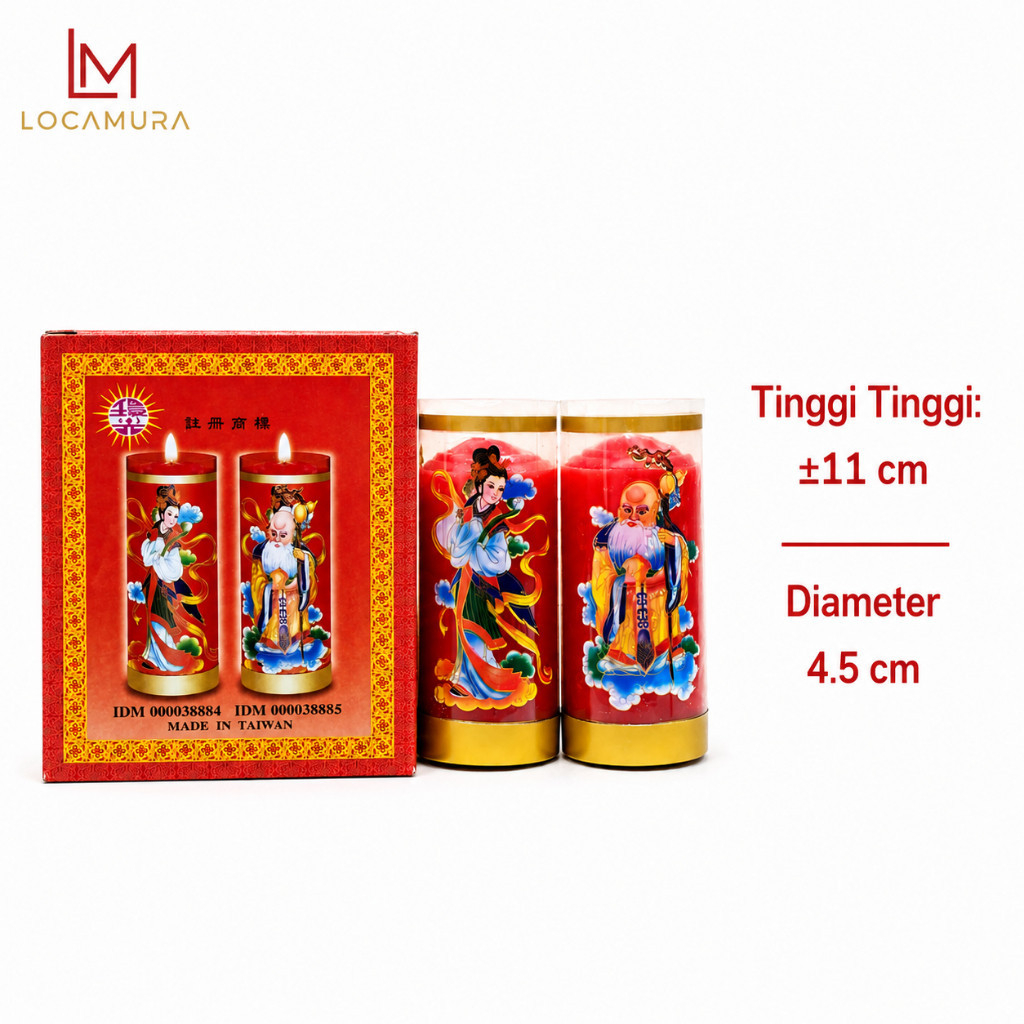 Lilin Sembahyang Taiwan Setengah 1/2 Kati Merah 11 cm Penerangan Altar Ibadah Doa Ritual Kelenteng V