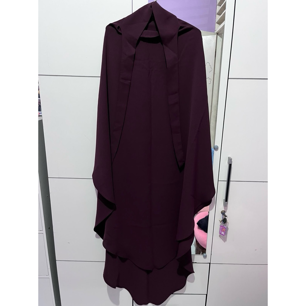 Preloved French Khimar bahan Mazen Maroon | FK Mazen