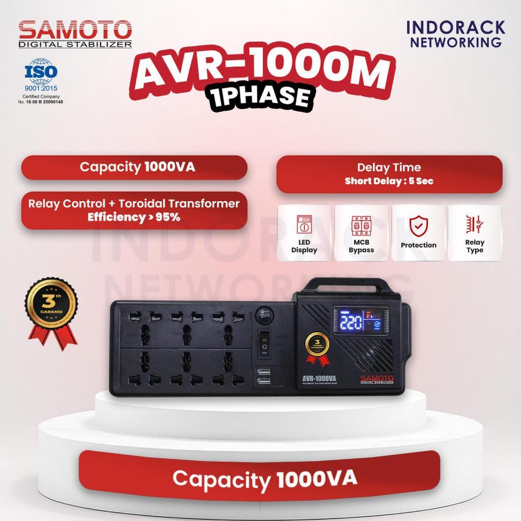 SAMOTO Stabilizer Relay Multi Socket 1000VA AVR Single Phase Stavolt AVR1000M Stabiliser 1000VA