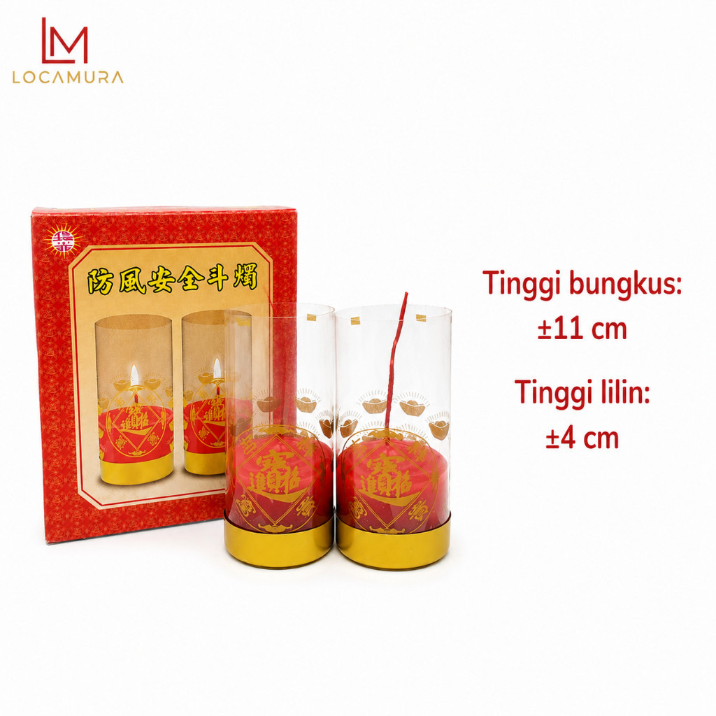 Lilin Sembahyang Taiwan Tahan Angin Pelindung Luar 11 cm Penerangan Altar Ibadah Doa Ritual Kelenten