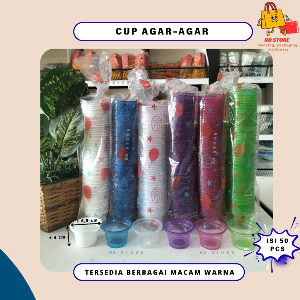 CUP AGAR AGAR ISI 50 PCS CUP JELLY PUDING PLASTIK CUP AGER AGER WARNA WARNI CUP JELLY KECIL CUP AGAR