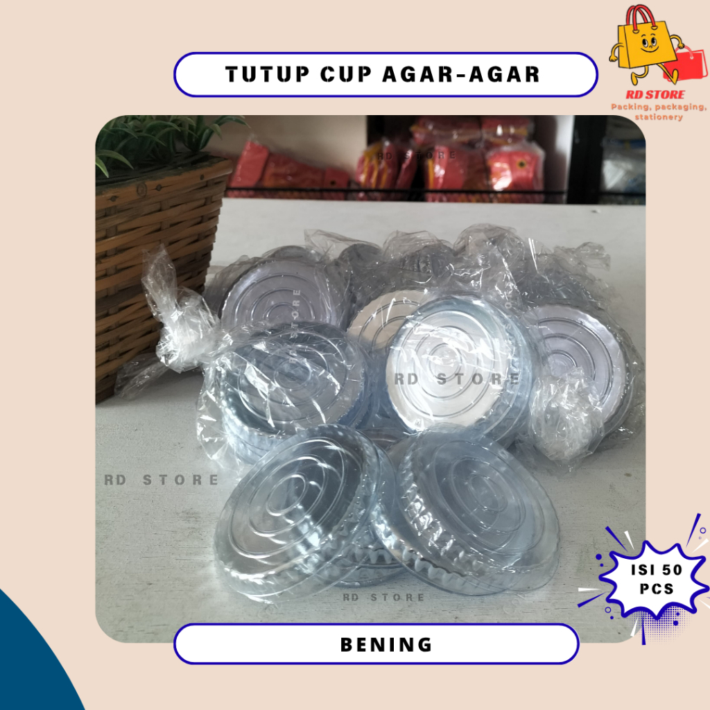 TUTUP CUP AGAR AGAR ISI 50 PCS TUTUP CUP AGER TUTUP CUP JELLY PUDDING TUTUP CUP KECIL TUTUP CUP JELY