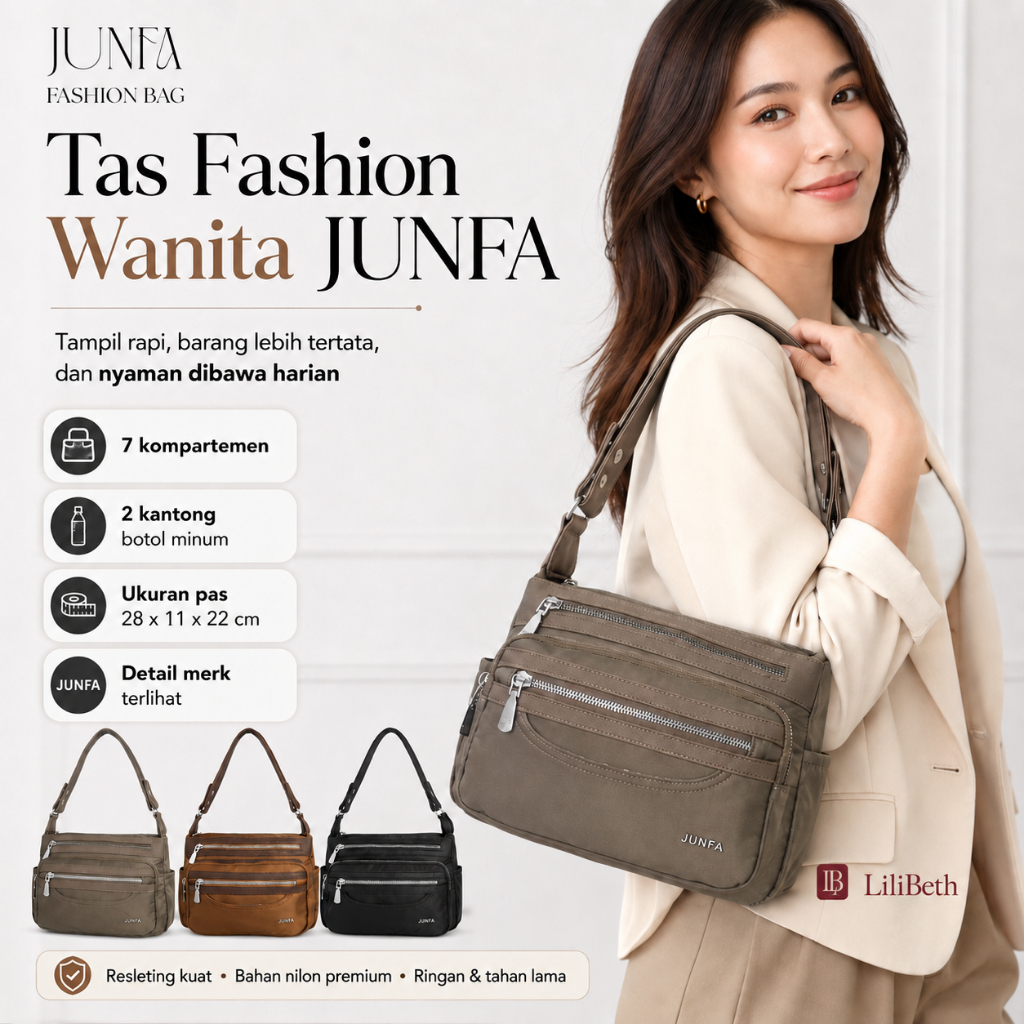 Tas Selempang Junfa Original Wanita Fashion Import Motif Diamond Sling Bag Perempuan Mewah