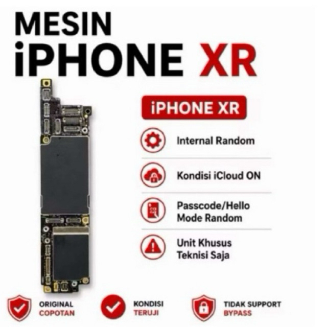 Mesin iPhone XR Lock iCloud Kondisi Nyala Normal Passcode Hello Random
