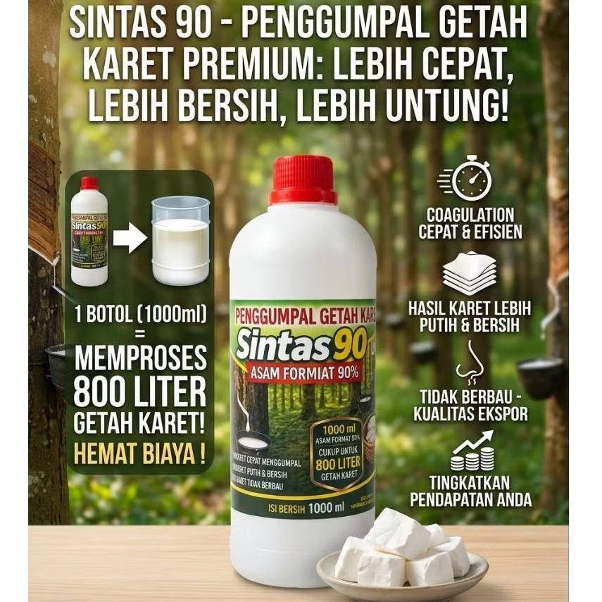 Penggumpal Getah Karet Sintas 90 Asam Format 90% Isi Bersih 1000 ml