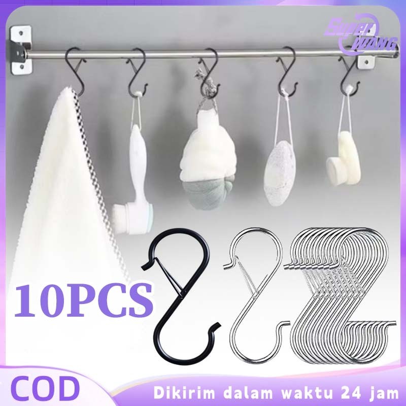 Gantungan Hook Stainless 10pcs/Set Hook S Stainless Beban Berat Hook Bentuk S S Hook Stainless