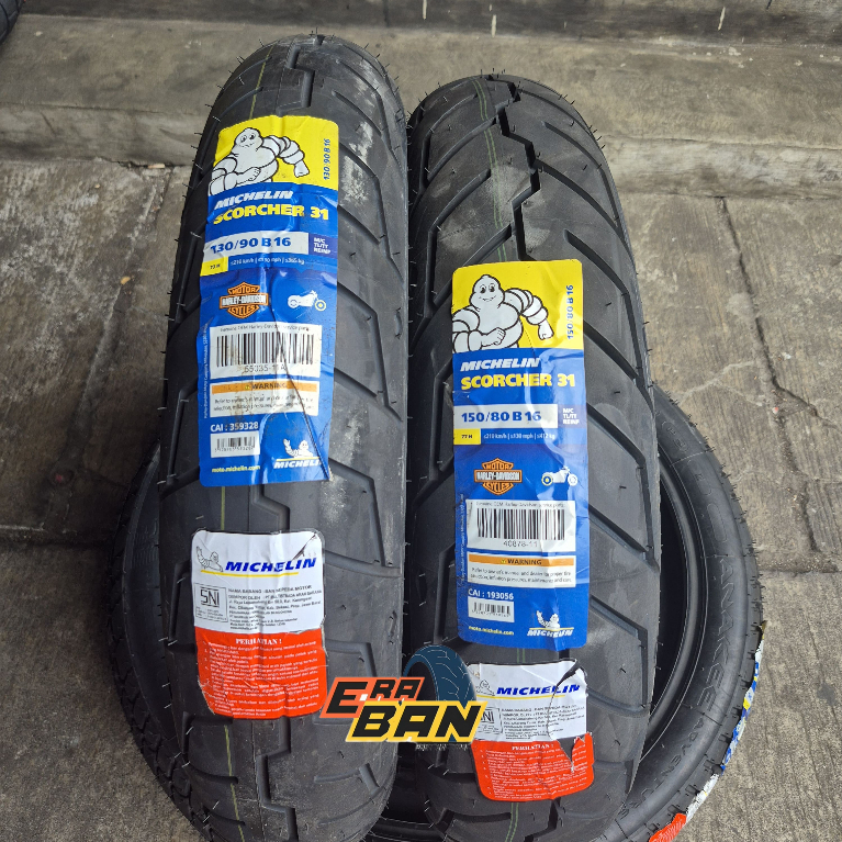 PAKET BAN LUAR MICHELIN SCORCHER 31 130 90 DAN 150 80 RING 16 TUBELESS