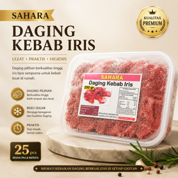 Terlaris daging kebab iris sudah di panggang sudah matang serta siap saji Varian 500gram 250gram | D