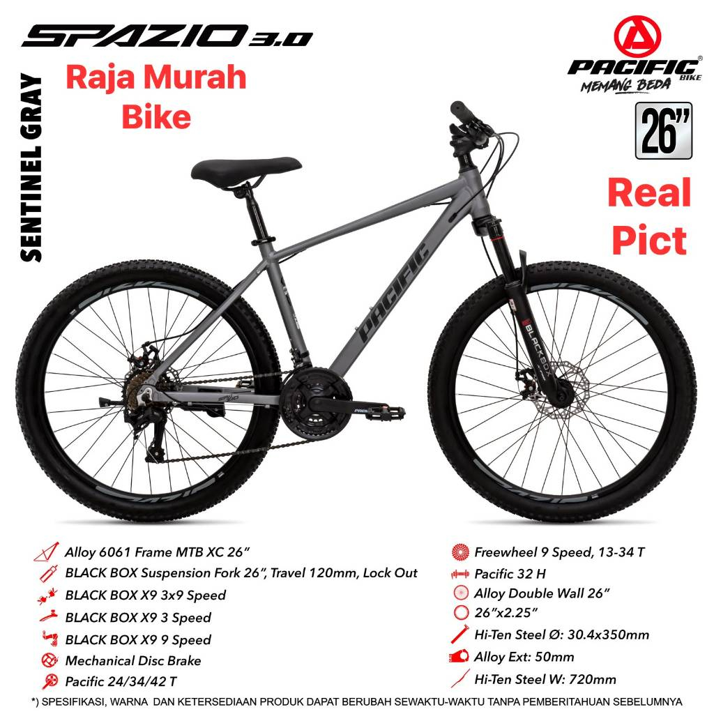 Mtb 26 inch pacific Sepeda gunung pacific spazio 3.0 Sepeda Mtb 26 Inch Pacific Spazio 3x8 Speed