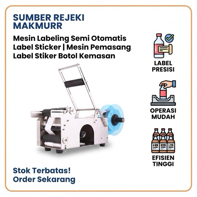 Mesin Labeling Semi Otomatis Label Sticker | Mesin Pemasang Label Stiker Botol Kemasan