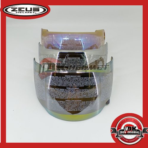 Visor Kaca Helm Zeus 811 Warna Iridium Silver Blue dan Gold Original Zeus