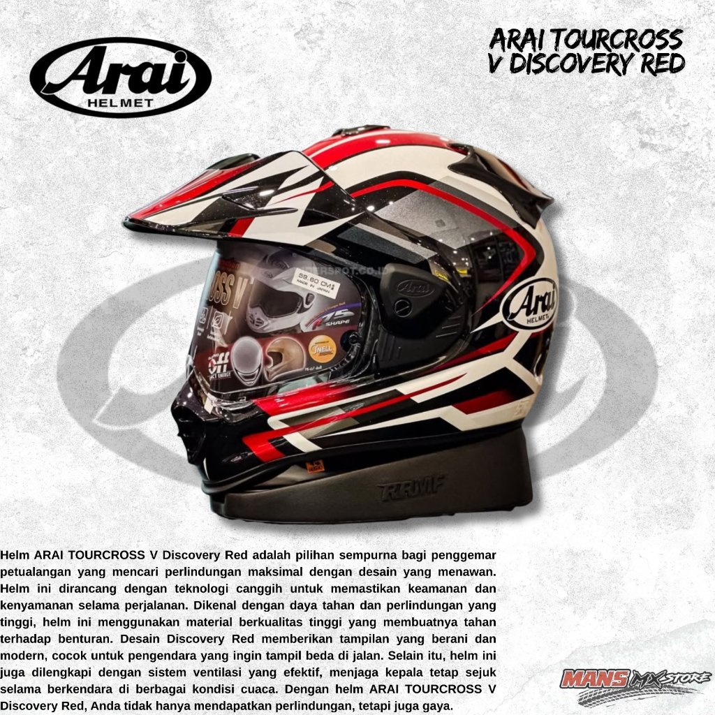 ARAI TOURCROSS V DISCOVERY RED ADVENTURE FULLFACE ORIGINAL HELM ARAI FULL FACE