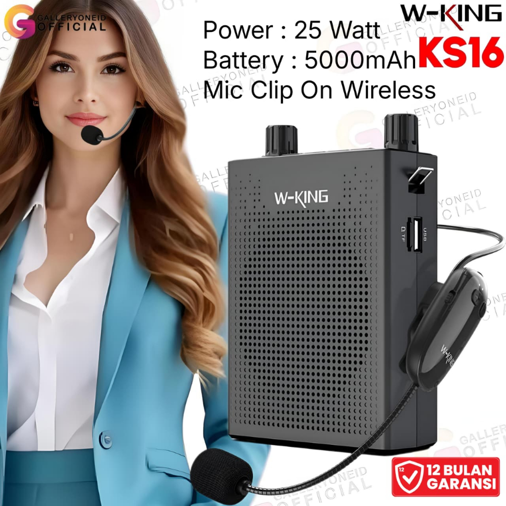 Speaker Bluetooth Pinggang Pengeras Suara WKing KS16 Megaphone W King Mengajar Coach Tour guide