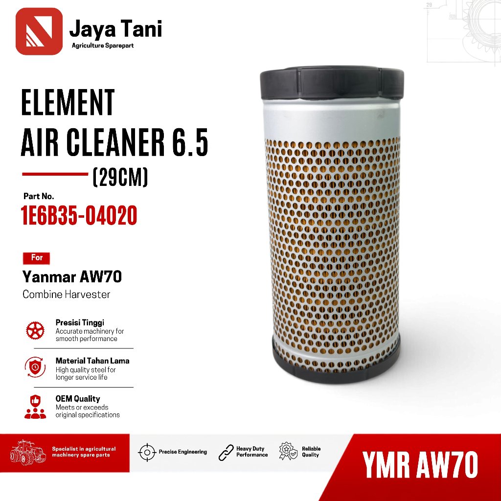 SARINGAN UDARA1E6B35-04020 FILTER ELEMENT AIR CLEANER 6.5 29CM SARINGAN ANGIN YANMAR AW70V