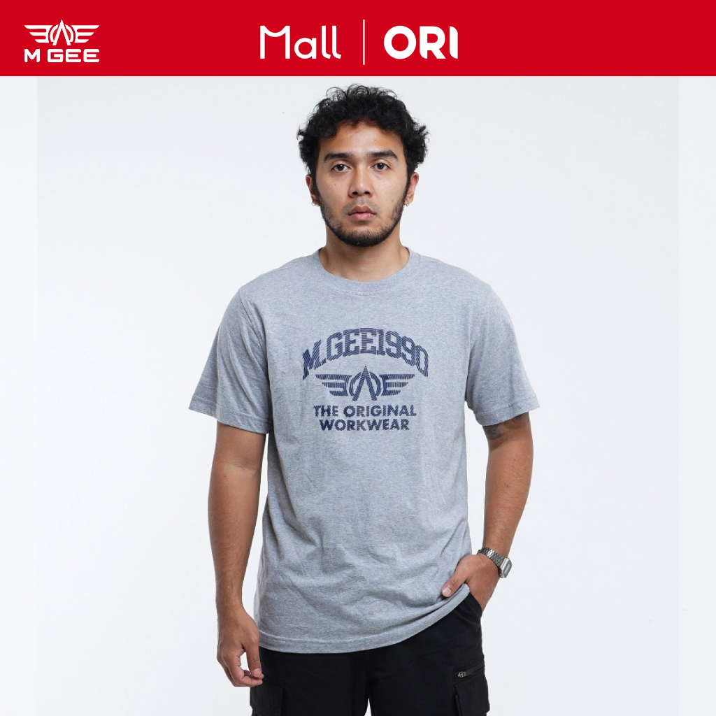 MGee Kaos Pria Abu Misty Lengan Pendek T-Shirt OLIVER C128 Light Grey