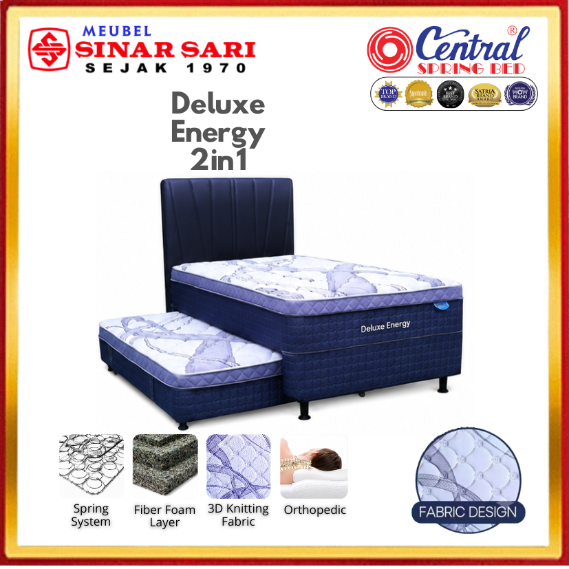 SpringBed Deluxe Energy 2in1 Central Kasur Sorong Full Set 100x200 120x200