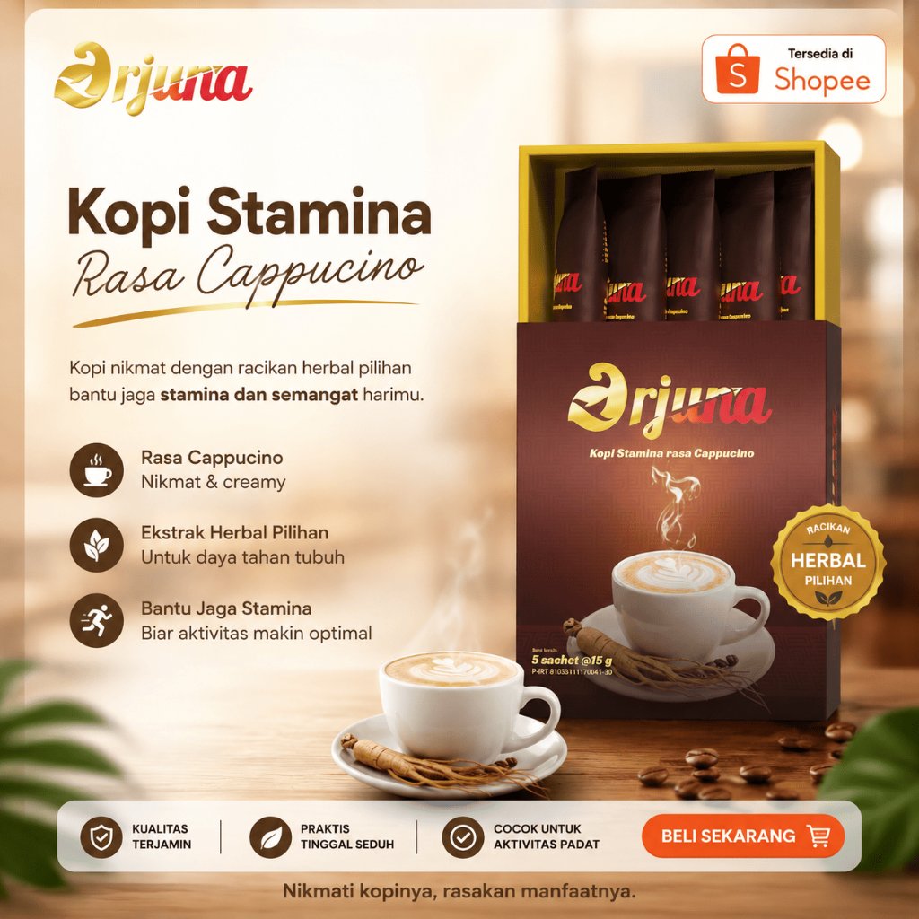 Kopi Arjuna Minuman berkhasiat pria Herbal alami melek malam Kuat begadang BPOM