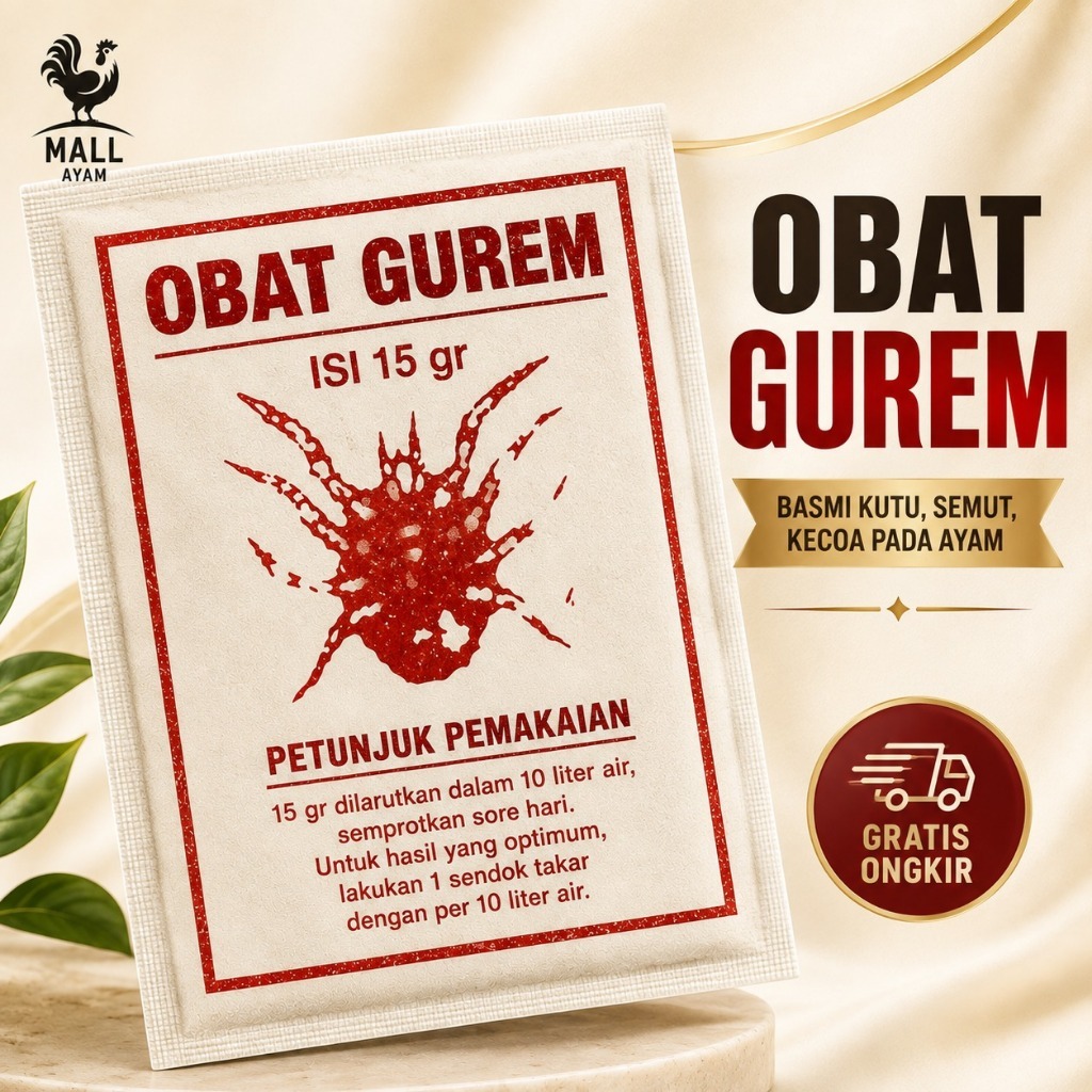 AYAM MALL Obat Gurem Ayam 15 Gram Pembasmi Kutu Tungau Parasit Semut Ayam Kandang Unggas Ayam Bangko