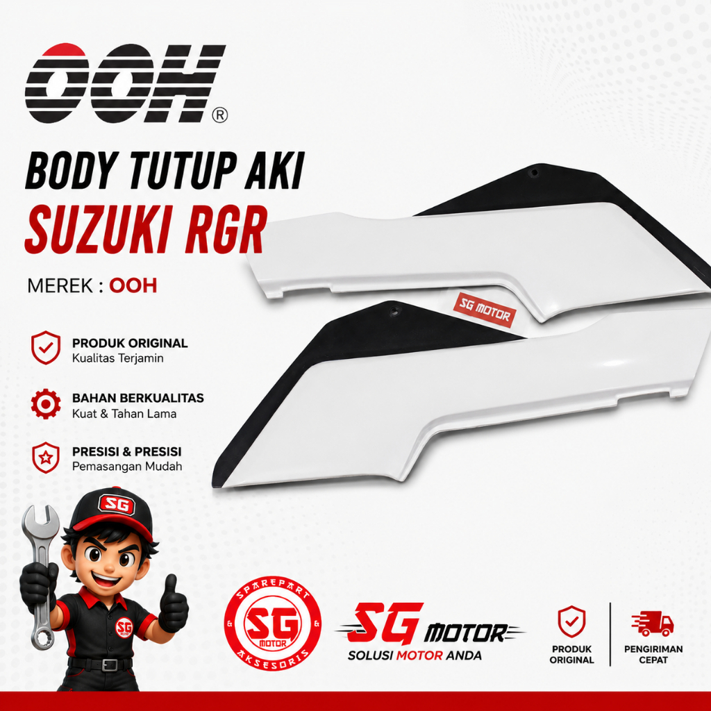 COVER BODY BELAKANG TXR 150. KAP BODY KIRI DAN KANAN SUZUKI RGR WARNA PUTIH