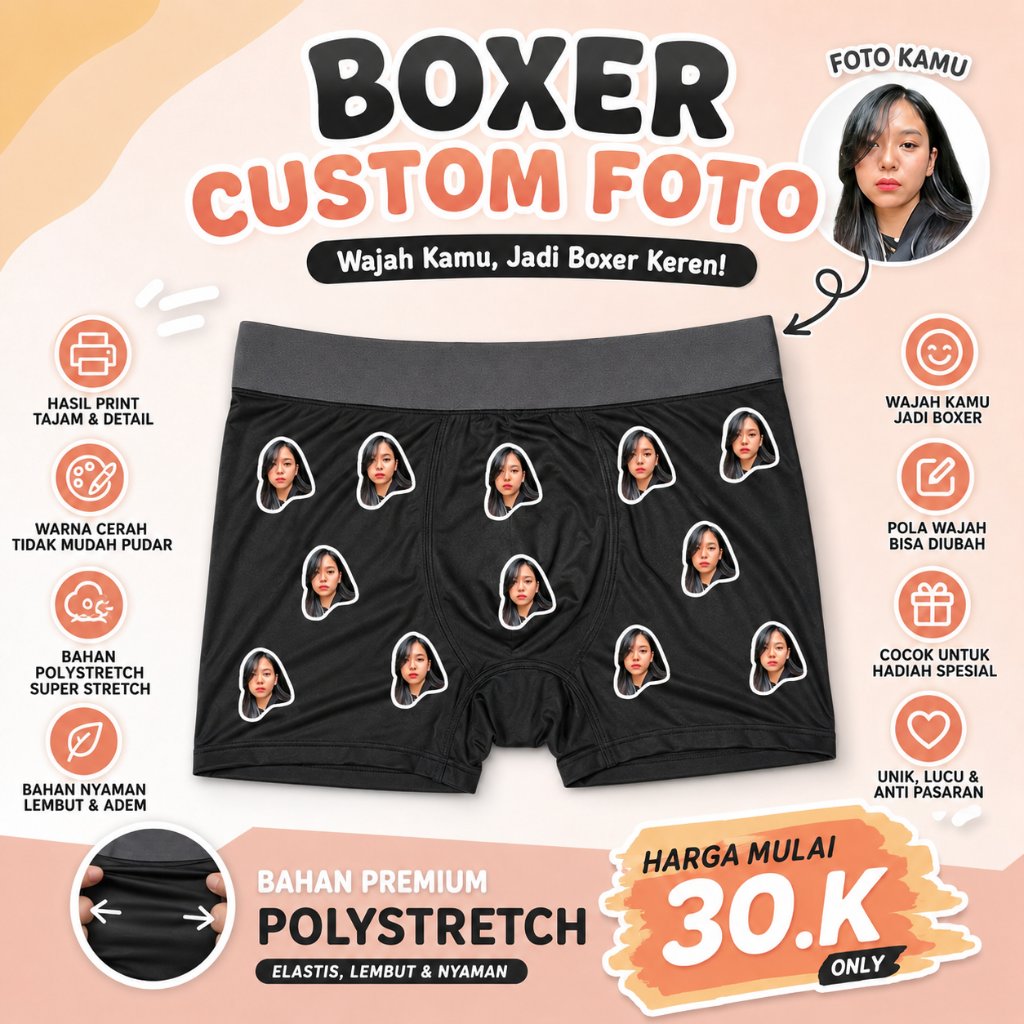 BOXER CUSTOM | KADO | HADIAH | GIFT | UNIK | BOXER ANTI PELAKOR