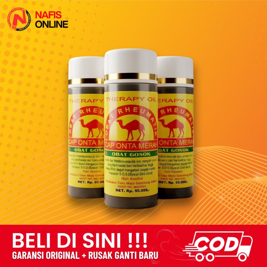 Obat Gosok Herbal Cap Onta Merah Minyak Therapy Oil untuk Nyeri Sendi Otot dan Pegal Badan