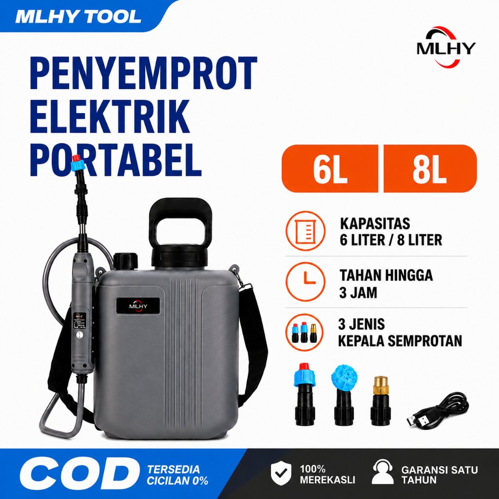 MLHY Mesin Semprotan Tanaman Elektrik Tangki Semprot Pertanian Elektrik Sprayer Elektrik 6/8 Liter S