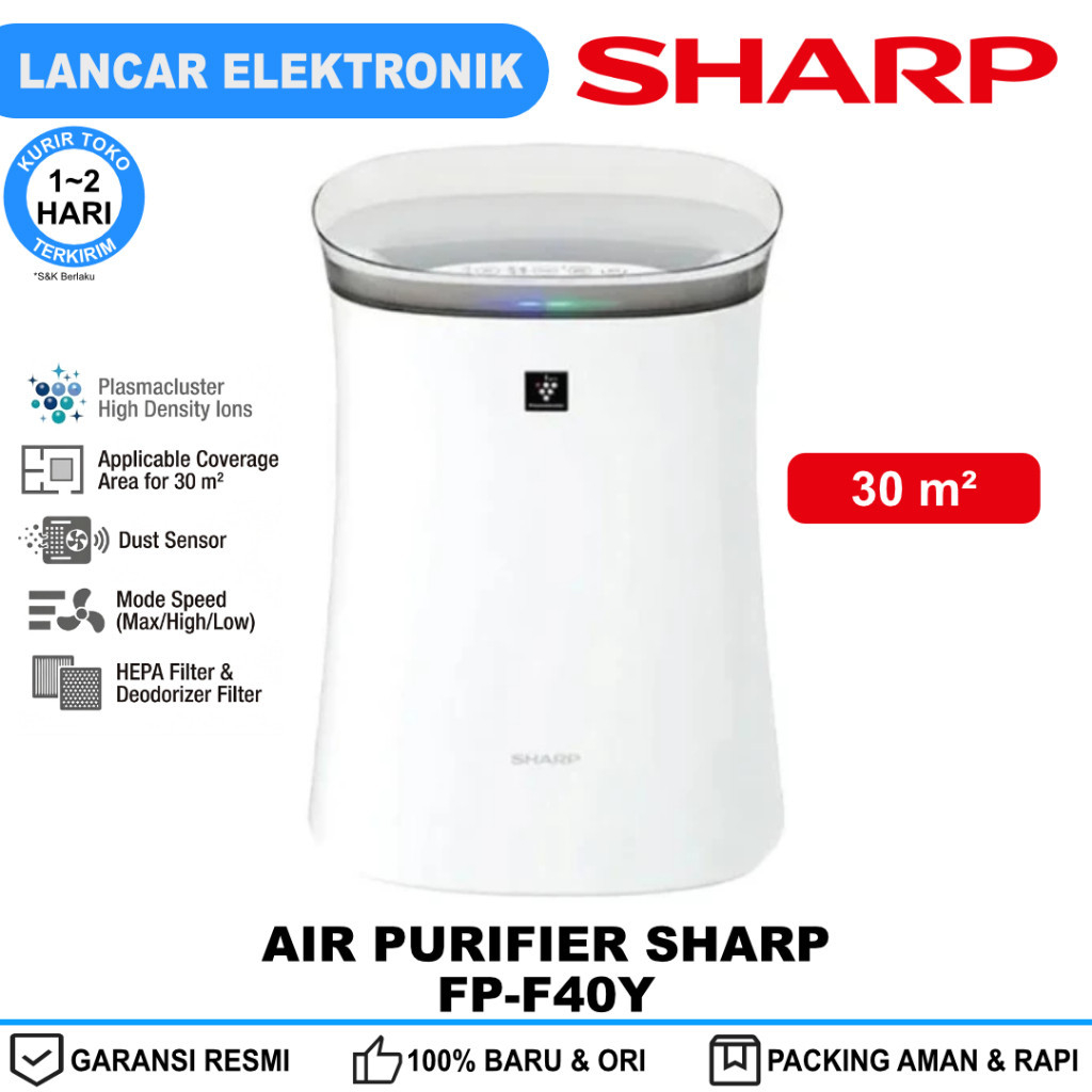 Air Purifier SHARP 30m2 Plasmacluster FP-F40Y / FP-F40Y-T / FP-F40Y-W