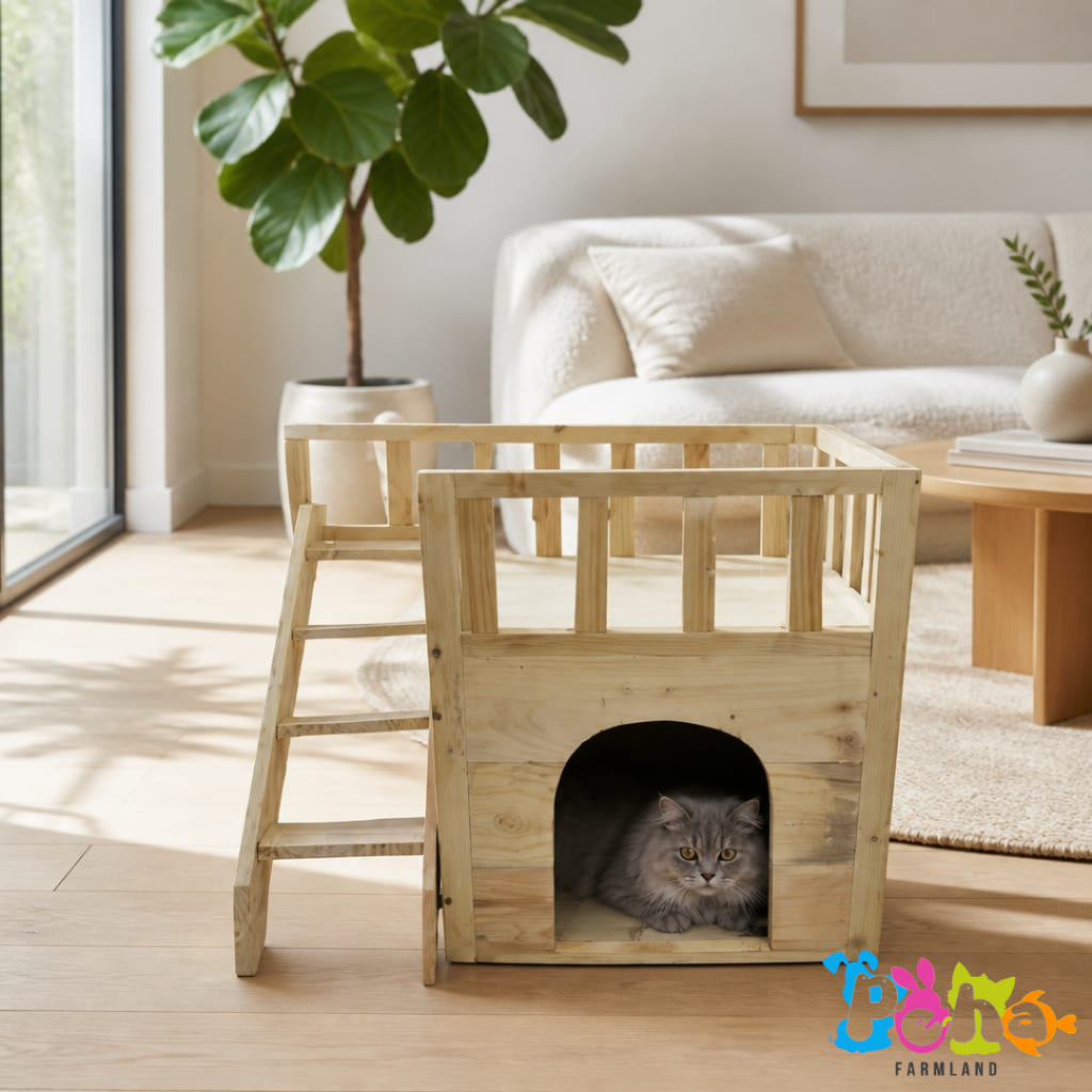 Rumah Kucing Kandang Kucing Anjing Tingkat Kayu