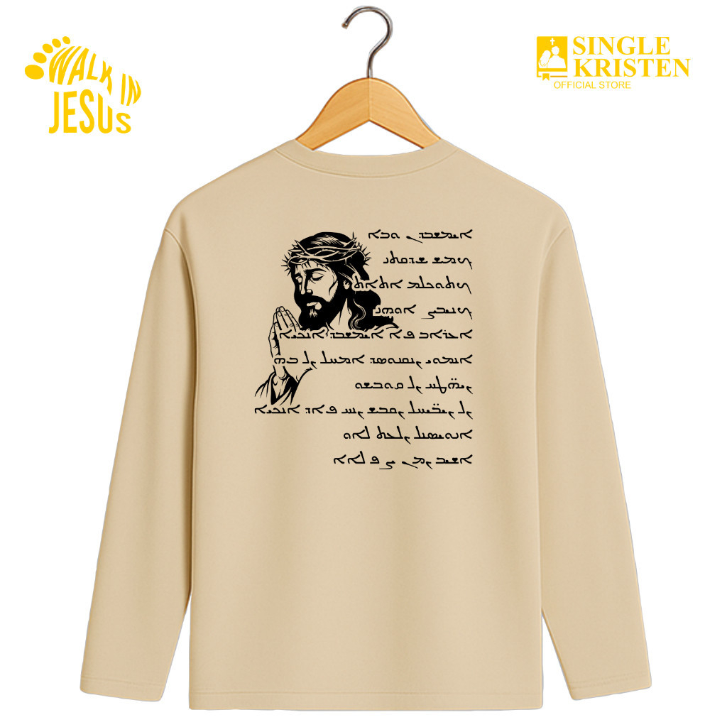 DOA BAPA KAMI BAHASA ARAM (Ka) [LENGAN PANJANG] - Kaos Rohani - Katun Premium 100% - BIOWASH (Tidak 