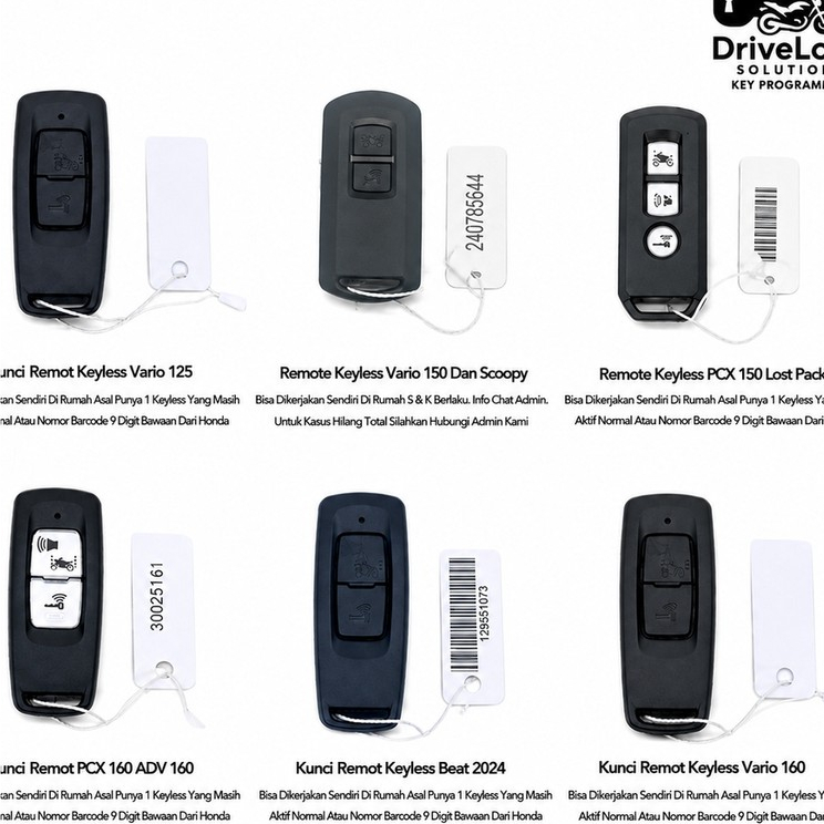 Remote Keyless Smartkey Honda Vario 160 150 125 PCX ADV 160 Scoopy 2017-2022 Scoopy 2023+ Stylo Beat
