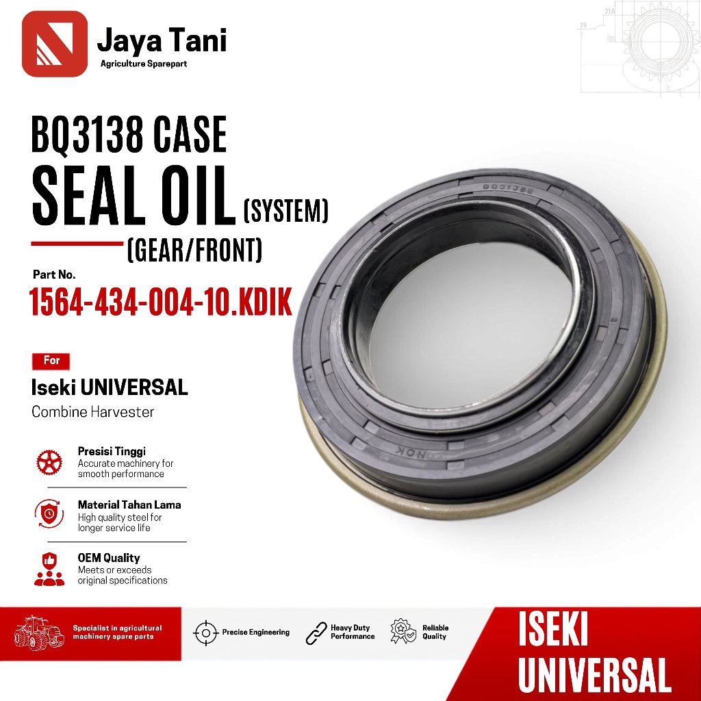 SEAL OIL GEAR 1564-434-004-10 CASE FRONT BQ3138 KDIK SIL OLI GARDAN DEPAN ISEKI NT548
