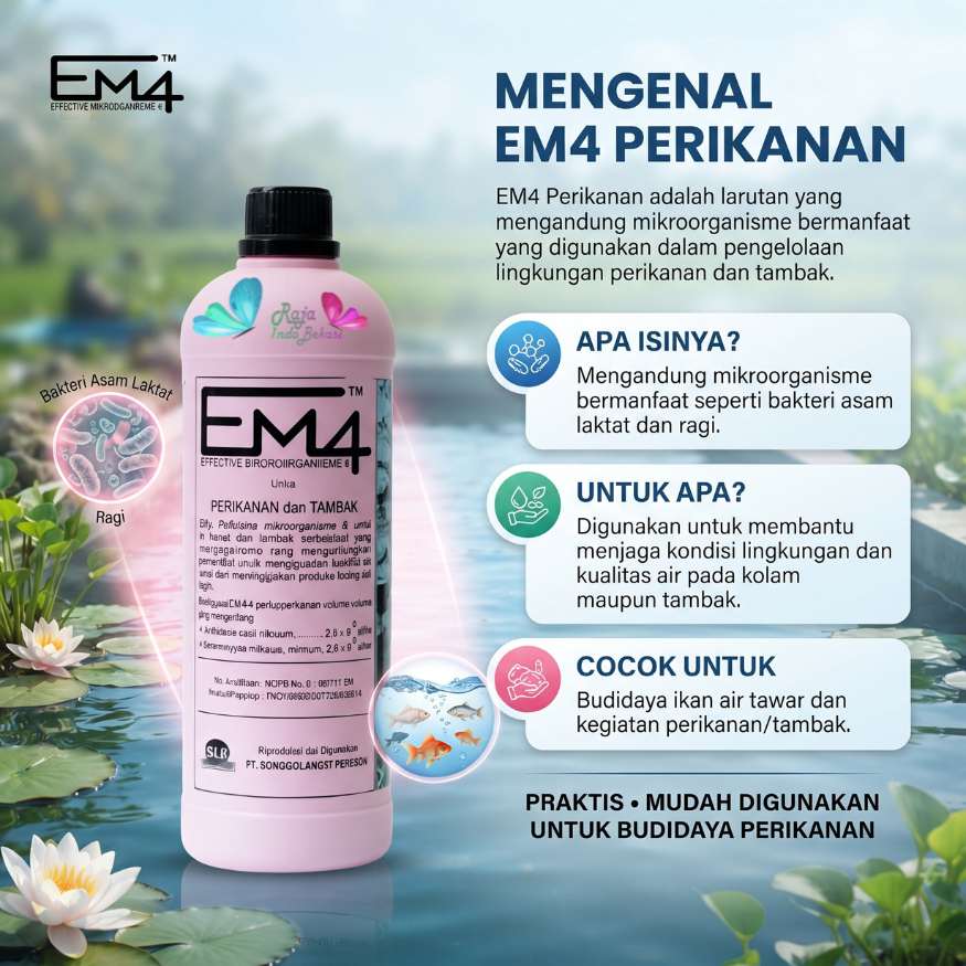 EM4 Perikanan Tambak Pink Lele 1 Liter Merah Muda Ikan Nila Pengurai Dekomposer