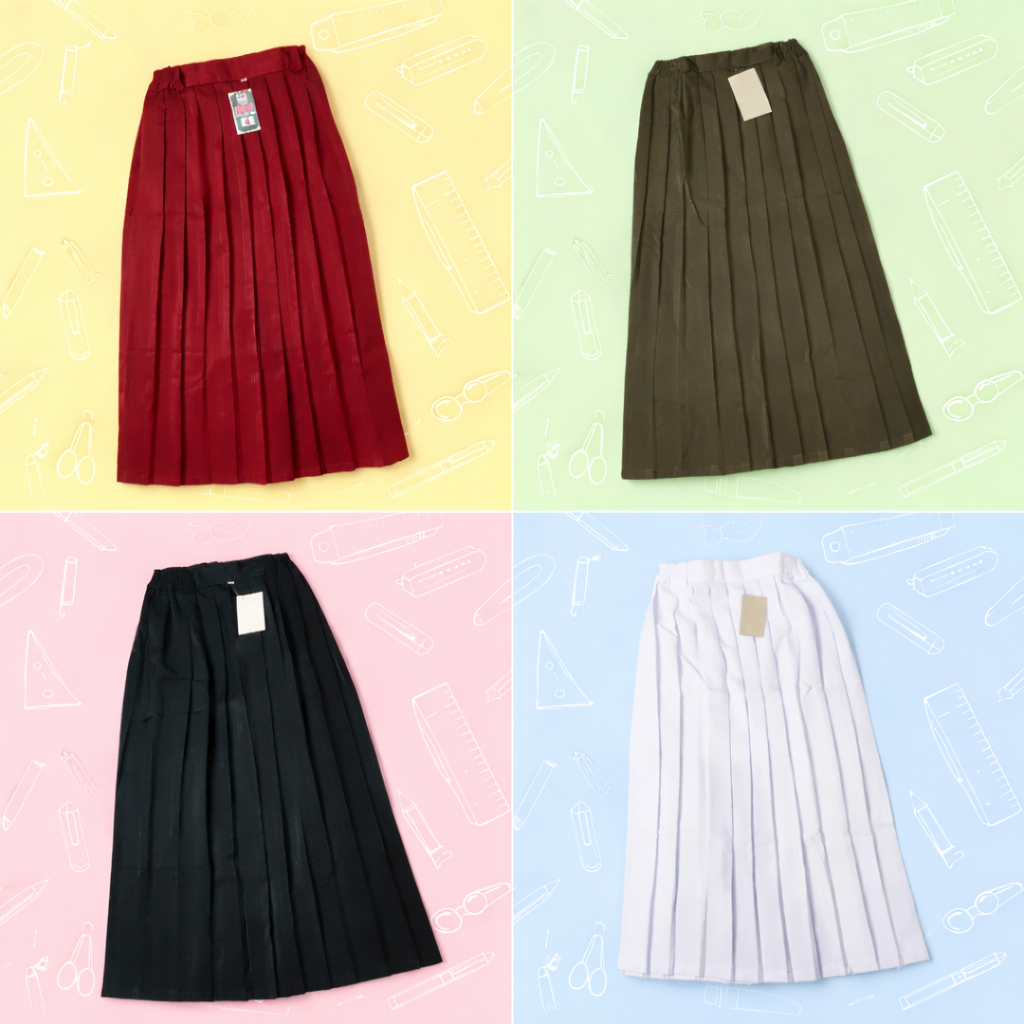 ROK SD panjang REMPEL / PLISKET / PLISIR / FULL Kain High Twis seragam sekolah