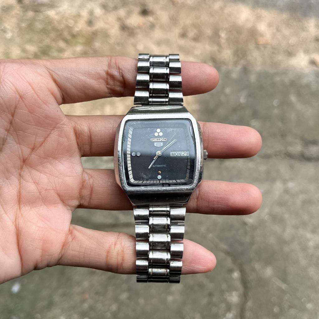 Jual jam seiko 5 original hitam kotak pria automatic
