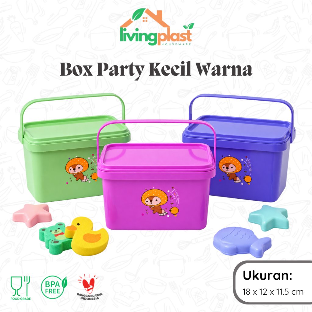 Box Party Kecil Warna / Box Hajatan Kekinian / Box Gagang Serbaguna / Box Murah / Kotak Plastik