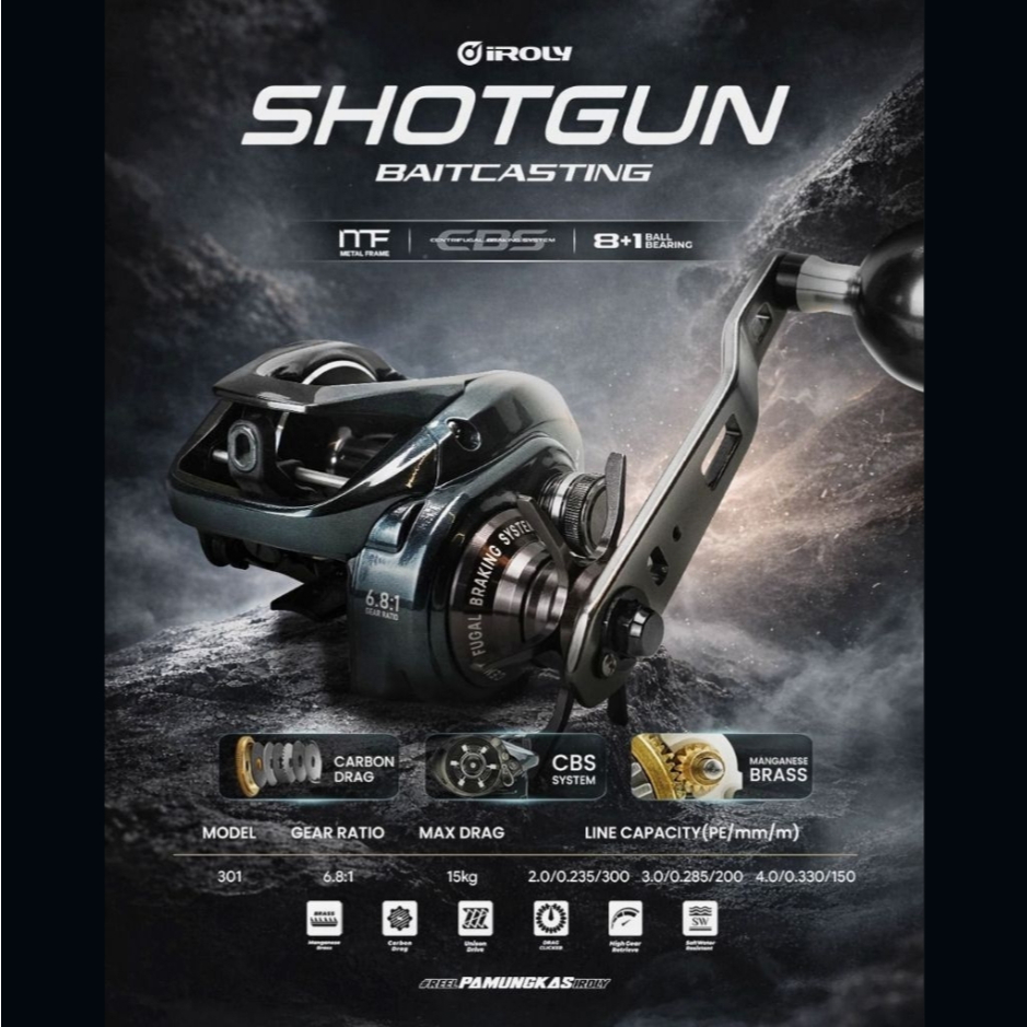 REEL LIGHT JIGGING IROLY SHOTGUN BAITCASTING