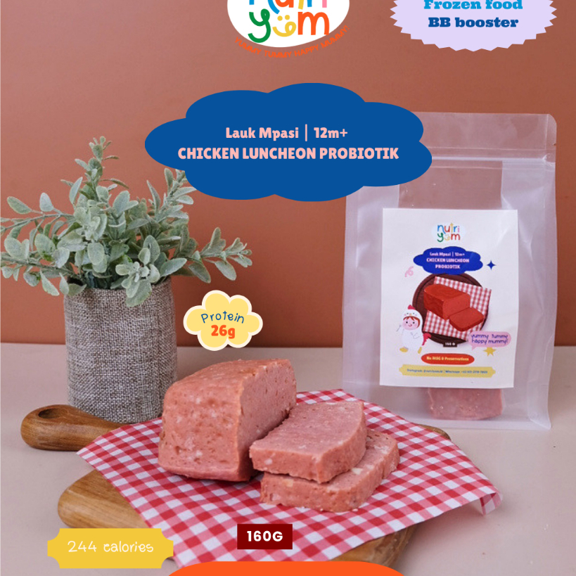 Nutriyum Chicken Luncheon Probiotik Series Luncheon Sehat Snack Anak MPASI Frozen Makanan Anak 1 tah