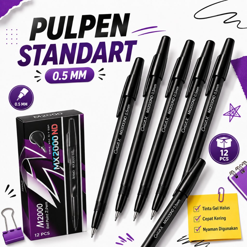 Pulpen Standar Mx2000ND 1 Lusin Isi 12 Pcs Tinta Tebal | Pulpen Standar M2000