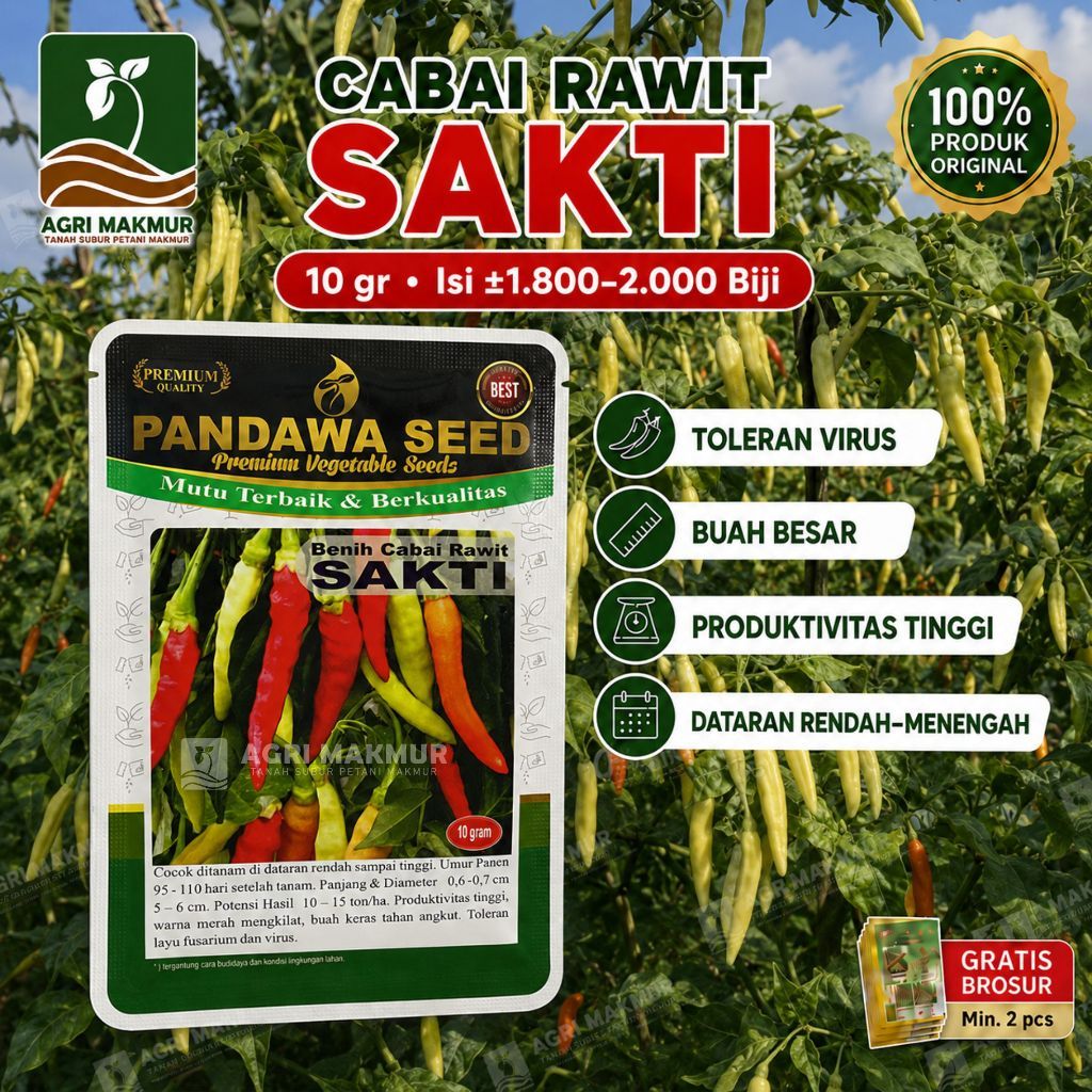 Benih Cabai Rawit SAKTI  Pandawa Seed 10gr - Rawit Merunduk Tavi