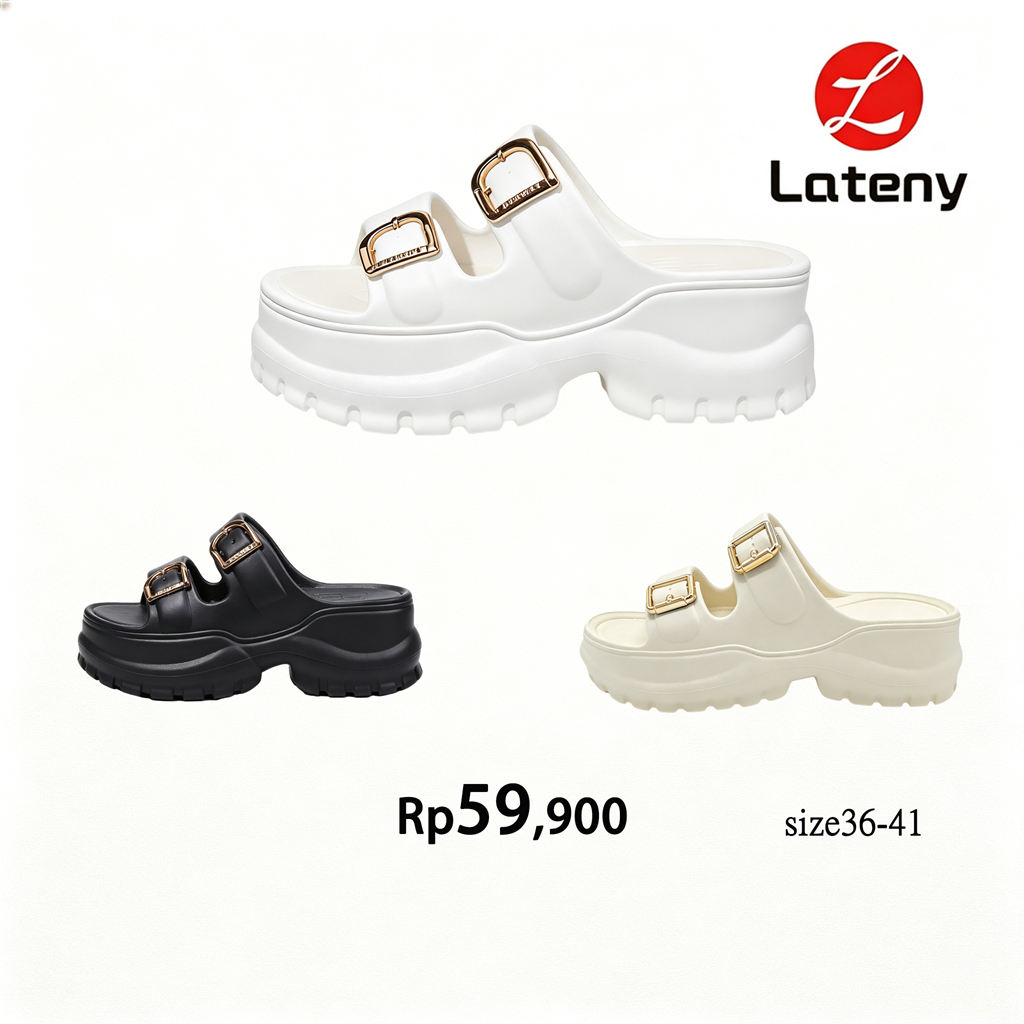 Lateny Sandal Selop Wanita Wedges EVA Empuk Anti Slip Karet Jelly Tebal Empuk Tali Belakang no.720
